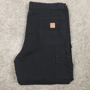 Carhartt Pants Mens 40x30 Black Loose Fit Washed Duck Utility Workwear Carpenter